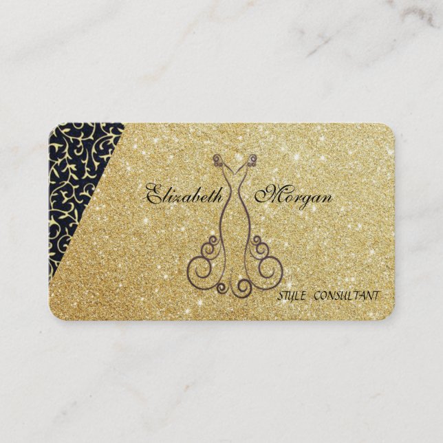 Tarjeta De Visita Elegante Moda Purpurinoso de lujo,Vestido (Anverso)