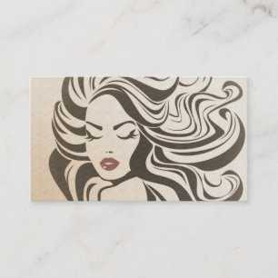 Tarjeta De Visita Elegante Moda Sepia Wavy Hairstyle Extensiones de 