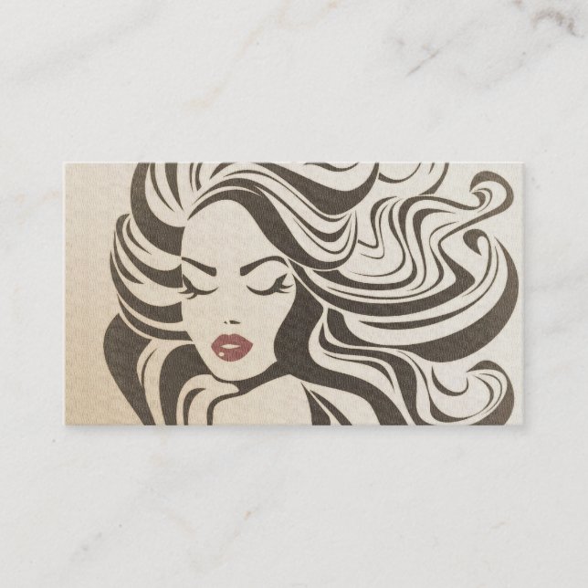 Tarjeta De Visita Elegante Moda Sepia Wavy Hairstyle Extensiones de  (Anverso)