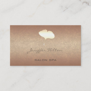 Tarjeta De Visita Elegante moda simple ginko rosa oro