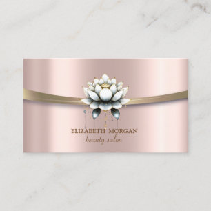 Tarjeta De Visita Elegante, Moda, simple Stripe White Lotus