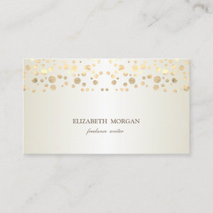 Tarjeta De Visita Elegante Moda Sofisticada, Confetti de oro