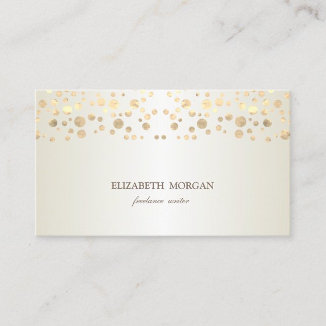 Tarjeta De Visita Elegante Moda Sofisticada, Confetti de oro (Anverso)