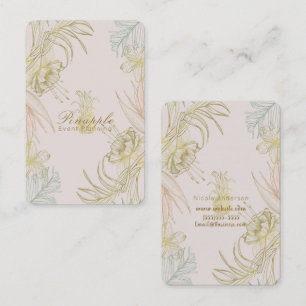Tarjeta De Visita Elegante Moda Tropical Botánica Floral Gold Rubor