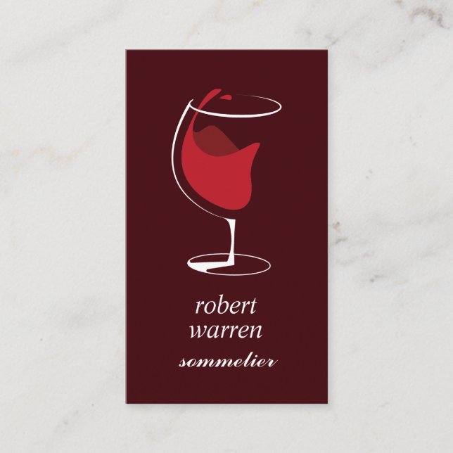 Tarjeta De Visita Elegante moda vino tinto Vidrio sumiller (Anverso)