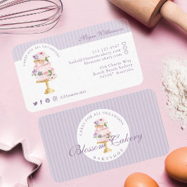 Tarjeta De Visita Elegante Moda Violeta Acuarela Floral Pastelería