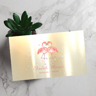 Tarjeta De Visita Elegante Moderna Divertida de Chicas, Flamencos Co