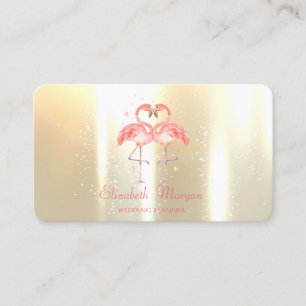 Tarjeta De Visita Elegante Moderna Divertida de Chicas, Flamencos Co