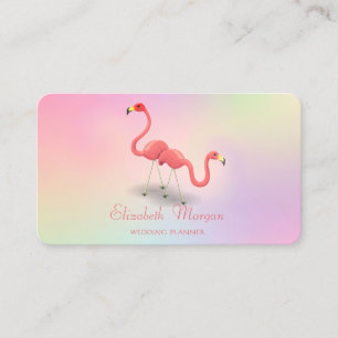 Tarjeta De Visita Elegante Moderna Divertida Femenina, Flamencos Hol
