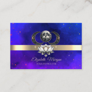 Tarjeta De Visita Elegante moderna franja de oro loto luna