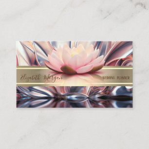 Tarjeta De Visita Elegante Moderno Abstracto, Franja Dorada, Loto