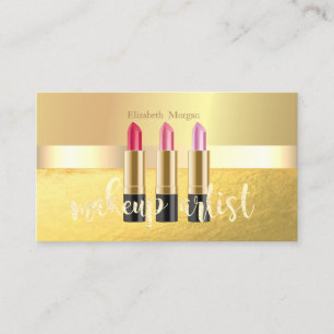 Tarjeta De Visita Elegante Moderno Artista de Maquillaje, Labial, O