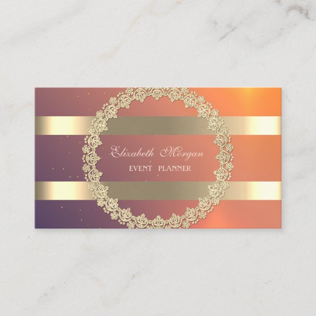 Tarjeta De Visita Elegante moderno, banda de marco dorado (Anverso)