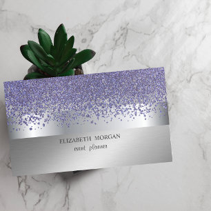 Tarjeta De Visita Elegante Moderno, Banda Plata Diamantes Violeta