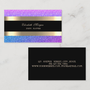 Tarjeta De Visita Elegante moderno, brillo a rayas violetas