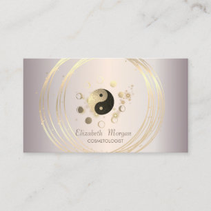 Tarjeta De Visita Elegante moderno brillo círculos dorados luna Ying