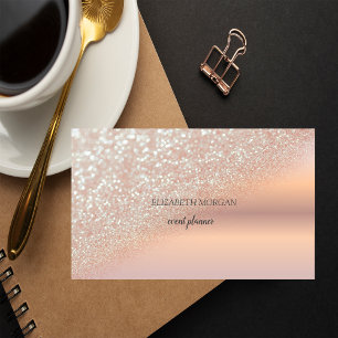 Tarjeta De Visita Elegante Moderno Brillo de Oro Rosa Bokeh Ombre