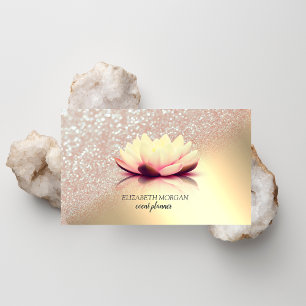 Tarjeta De Visita Elegante Moderno Brillo Dorado Bokeh Ombre Loto