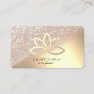 Tarjeta De Visita Elegante Moderno Brillo Dorado Bokeh Ombre Loto Do