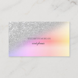 Tarjeta De Visita Elegante moderno brillo plateado bokeh ombre