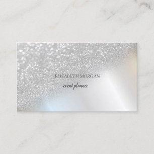 Tarjeta De Visita Elegante Moderno Brillo Plateado Bokeh Ombre
