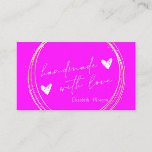 Tarjeta De Visita Elegante Moderno Círculo de Neón Rosa Dorado Hecho