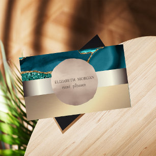 Tarjeta De Visita Elegante moderno, círculo de oro rosa esmeralda ve