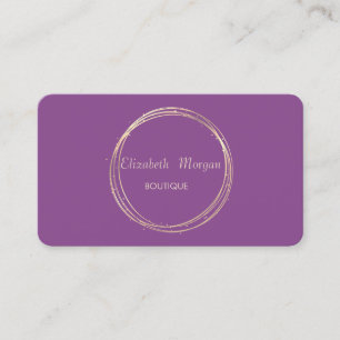 Tarjeta De Visita Elegante Moderno, Círculo Violeta Dorado