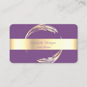 Tarjeta De Visita Elegante Moderno Círculo Violeta, Dorado