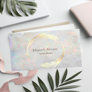 Tarjeta De Visita Elegante Moderno Círculo Violeta, Oro, Opalo Blanc