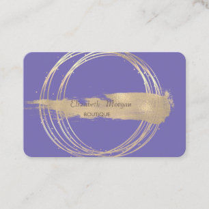 Tarjeta De Visita Elegante moderno círculos dorados pincelada violet