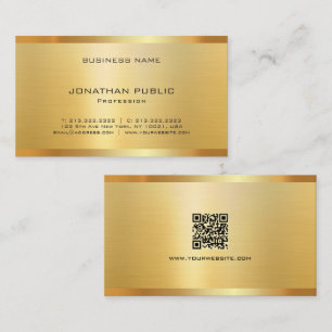 Tarjeta De Visita Elegante Moderno Código QR Seda Lujosa Dorada de M