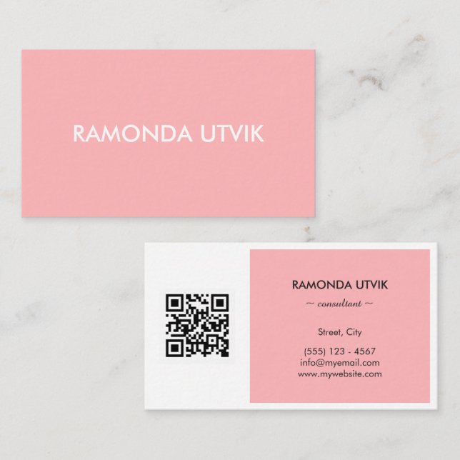 Tarjeta De Visita Elegante Moderno con código QR (Anverso / Reverso)