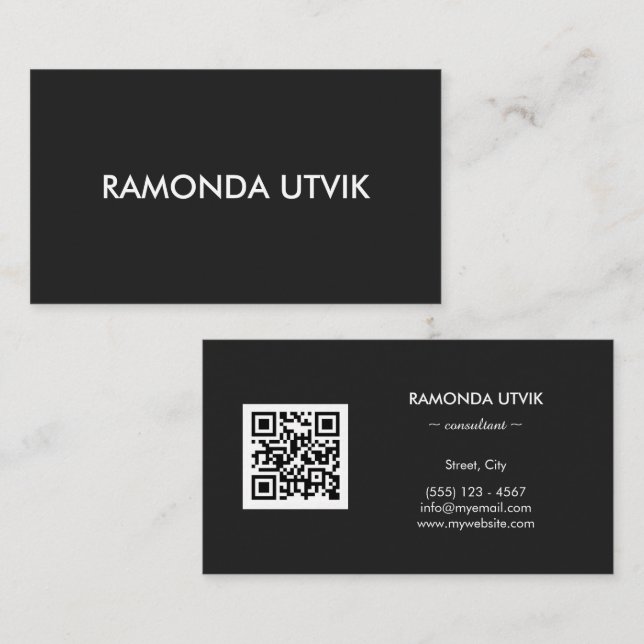 Tarjeta De Visita Elegante Moderno con código QR (Anverso / Reverso)