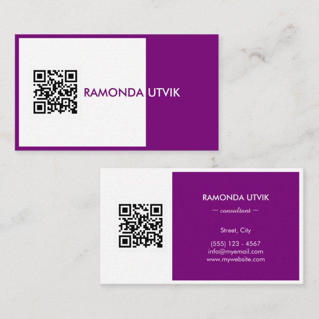 Tarjeta De Visita Elegante moderno con código QR (Anverso / Reverso)
