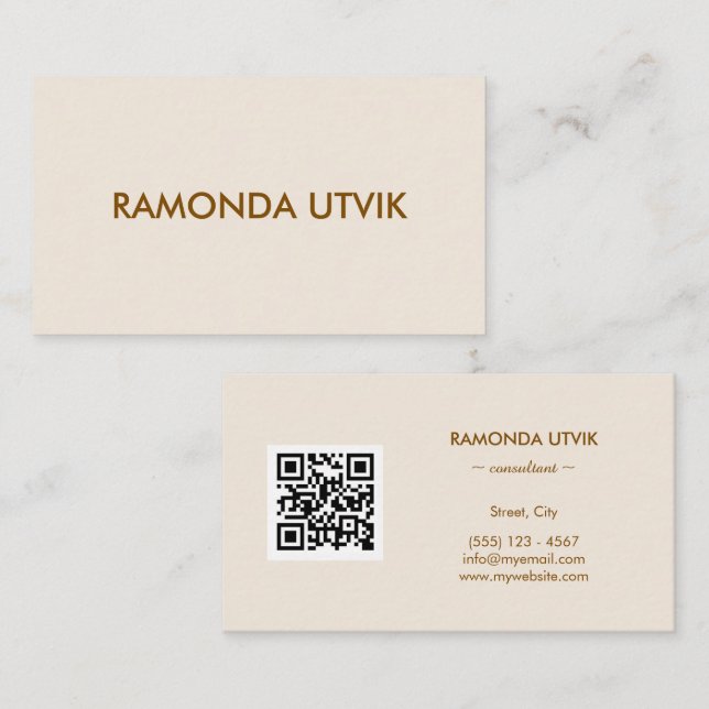 Tarjeta De Visita Elegante Moderno con código QR (Anverso / Reverso)