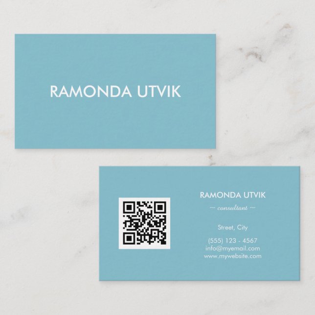 Tarjeta De Visita Elegante moderno con código QR (Anverso / Reverso)