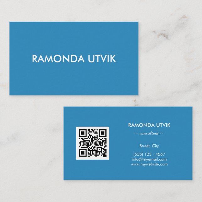 Tarjeta De Visita Elegante moderno con código QR (Anverso / Reverso)