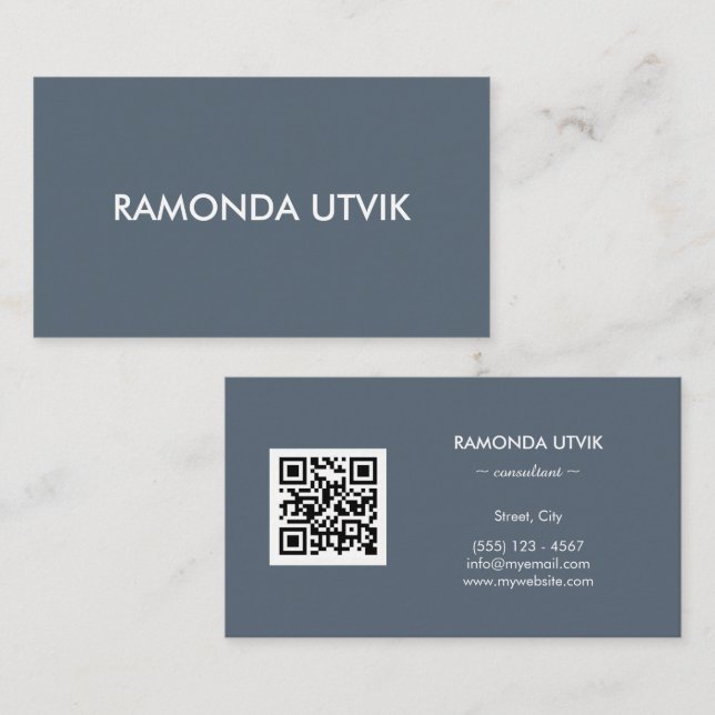 Tarjeta De Visita Elegante moderno con código QR (Anverso / Reverso)