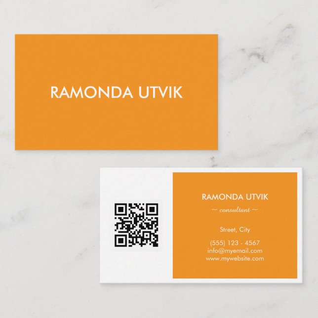Tarjeta De Visita Elegante moderno con código QR (Anverso / Reverso)
