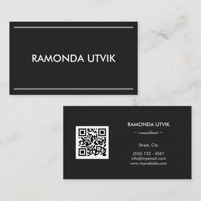Tarjeta De Visita Elegante Moderno con código QR (Anverso / Reverso)