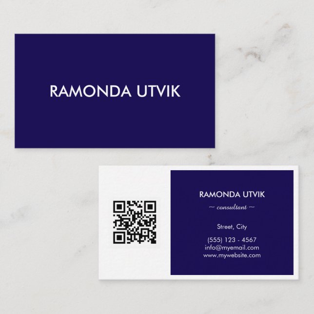 Tarjeta De Visita Elegante moderno con código QR (Anverso / Reverso)