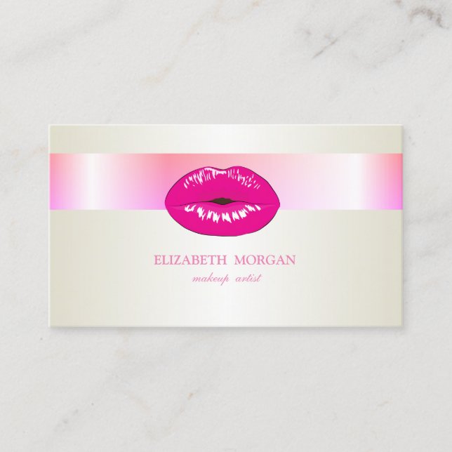 Tarjeta De Visita Elegante Moderno Con Estilo, Labios (Anverso)