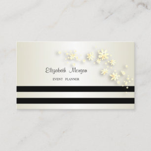 Tarjeta De Visita Elegante Moderno con Estilo, Rayado, Flores
