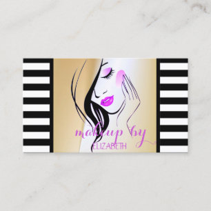 Tarjeta De Visita Elegante Moderno con Estilo Rayas, Silueta de Niñ