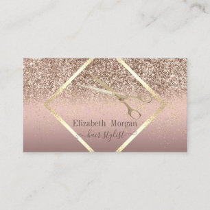 Tarjeta De Visita Elegante Moderno, Confeti Dorado Brillante, Tijera