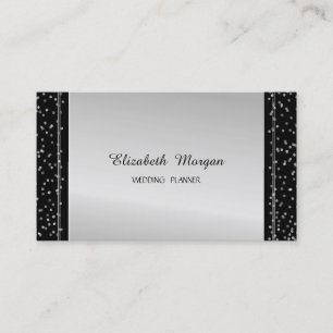 Tarjeta De Visita Elegante Moderno Confeti Plateado con Estilo