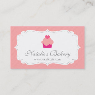 Tarjeta De Visita Elegante, Moderno, Cupcake Rosa, Panadería