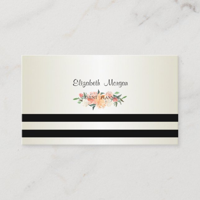 Tarjeta De Visita Elegante Moderno, De Banda, De Flores (Anverso)