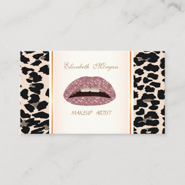 Tarjeta De Visita Elegante moderno de moda Girly, Impresión Leopard  (Anverso)